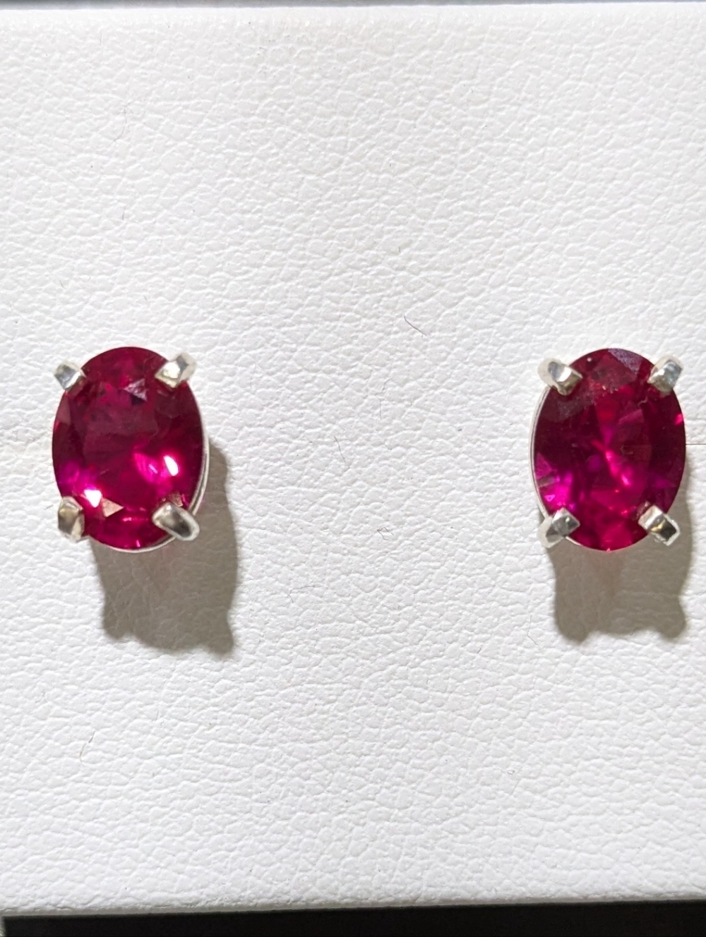 Lab Ruby Sterling Silver Stud Earrings